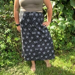 High waisted floral polkadot button up maxi skirt